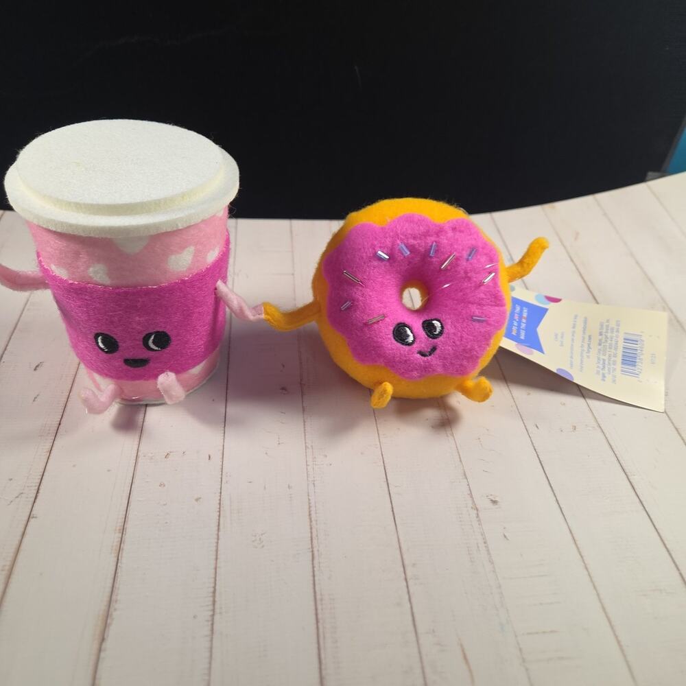 Plush Coffee Cup and Donut Spritz Stuffed Animal Toy